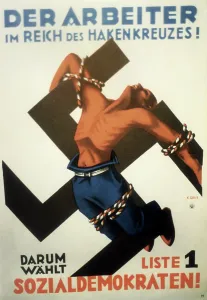 Describe: WORKER CRUCIFIED