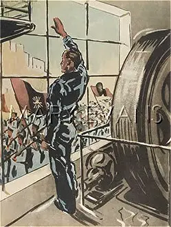 Falangist: WORKER SALUTES FALANGIST