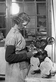 Soles: Worker in a shoe factory, 1926