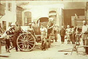 Blacksmithing: Workers and children of blacksmith Karl Mayssen
