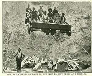 Descent: Workers descending, diamond mine, Kimberley