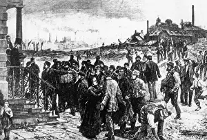 Owners: Workers in front of the house of a manufacturer, around 1800