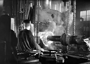 Smelting: Workers in an ironworks, 1940
