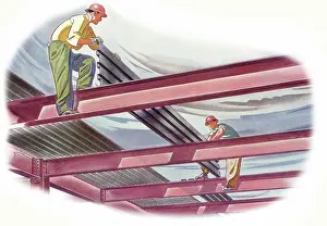 Corrugated: Workers Lay Panels