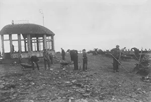 Helgoland: Workers level the ground on Helgoland