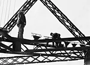 Illuminate: Workers are putting floodlights on the occasion of the World