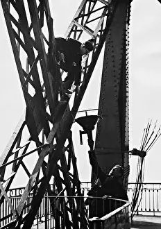 Illuminate: Workers are putting floodlights on the occasion of the World