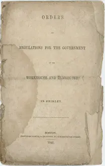Almshouse: Workhouse Rules, Shirley, Massachusetts