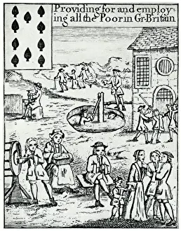 1720: Workhouse scene, providing for and employing all the poor