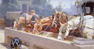 Dollman: Working Horses at Drinking Trough