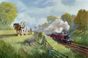 Ploughs: Working Horses and steam train