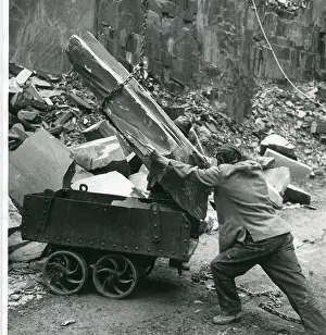 Caernarvonshire: Workman with tram, Penyrorsedd Slate Quarry, North Wales