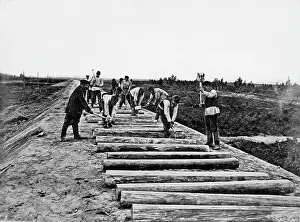 Workmen building the Trans-Siberian Railway, Russia
