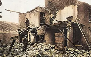 Workmen's dwellings damaged by the mass German airship raid