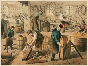 Coopers: Workshop of a cooper (barrel maker)