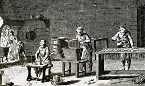 Jean Baptiste: Workshop handmade candles. 18th century. Engraving