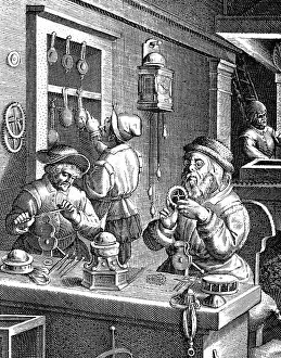 Timepiece: Workshop with watchmakers at work, circa 1580