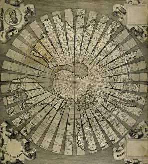 Astronomer: World map by Claudius Ptolemy (90-168). Engraving, 16th cent