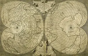 Geographer: World map. Italian engraving. 16th century