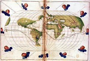 Nationale: World map of route taken by Ferdinand Magellan