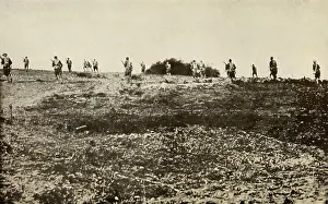No Mans Land: World War 1. American infantry advancing under fire