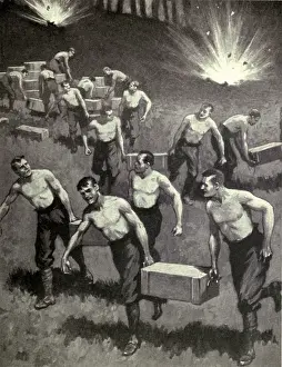 Lcgr0113: World War 1. British soldiers moving ammunition