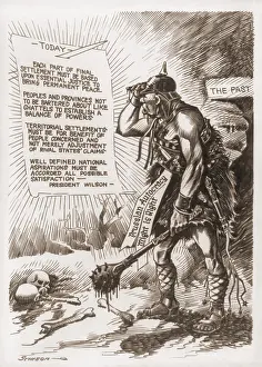 Emanating: World War 1 cartoon of a barbaric Prussian ?