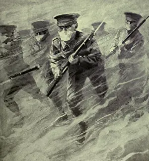 World War 1. Dramatic illustration of a British