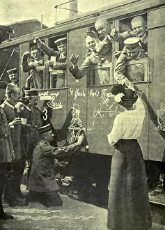 Lcgr0113: World War 1. German soldiers on a train bound