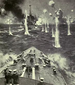 Minesweepers: World War 1. The H.M.S. Triumph, following another