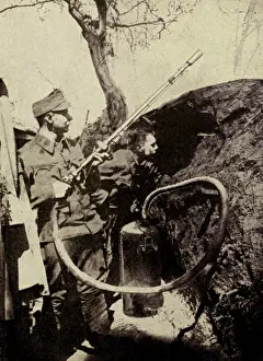 Projecting: World War 1. Hungarians using an apparatus for