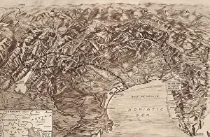 Southern Front: World War 1 on the Italian-Austrian front. Map shows