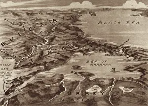 World War 1. Map of the Dardanelles, noting the