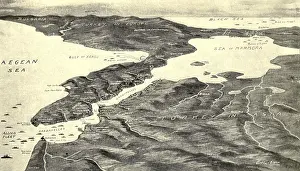 Bosporus: World War 1. Map of the Turkish Straits of the