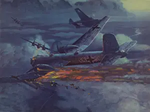 Hubbell: World War 2 German heavy bomber in flight with