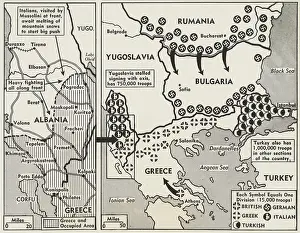 Lcgr1312: World War 2 map of Greece and the Balkans in 1941