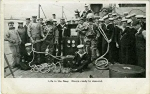Divers: World War One Diving from Navy Boat, Britain
