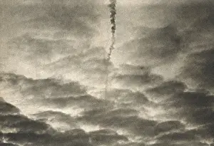 World War I. Fall of a zeppelin
