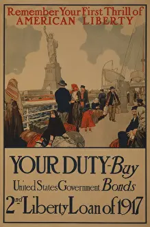 Urging: World War I poster aimed at recent American ?