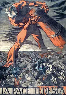 Threat: World War I propaganda poster. The German Peace, circa 1918