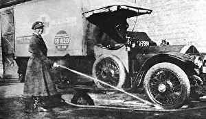 Ambulance: World War I: Volunteer English woman driver washing