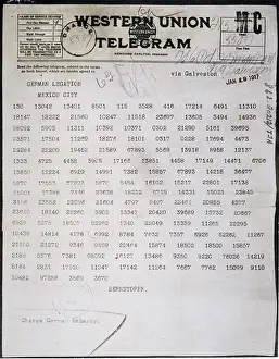 Coded: World War I. Zimmermann Telegram. This telegram ?