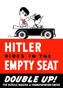 Convertible: World War II poster of Adolf Hitler riding
