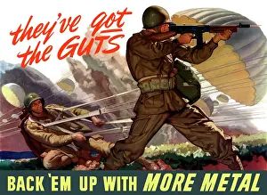 Parachute: World War II poster of airborne troops parachuting