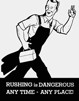 Announcement: World War II poster featuring a waving man
