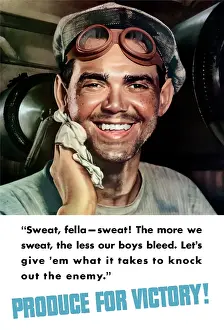 Sweat: World War II poster of a sweating factory