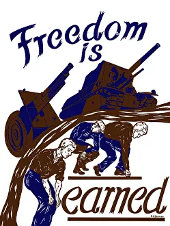 Bending: World War II poster of a tank and artillery