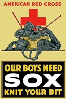Socks: World War One poster of a basket of yarn