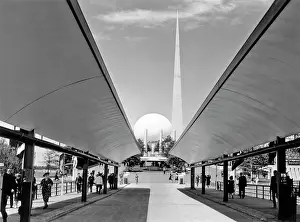 World S: Worlds Fair Sidewalk of Theme Center Looking to Trylon