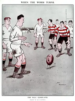 When the Worm Turns - H.M. Bateman rugby cartoon